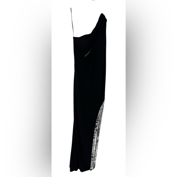 Mac Duggal One Shoulder Cut Out Deatil Mirror Sequin High Slit Gown Size 8 B390 - Picture 3 of 7